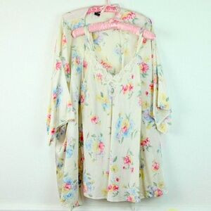 Vintage XS/ S baby doll slip dress + floral robe